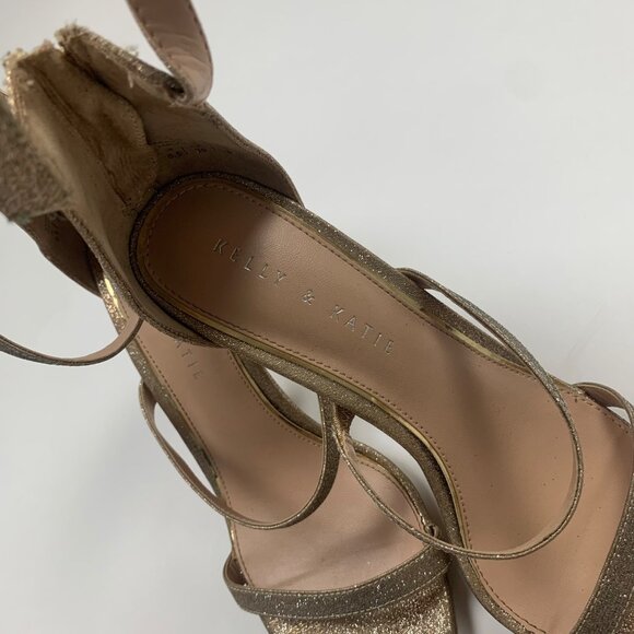 Kelly & Katie Womens Glitter Strappy Sandals 8.5 US Gold - Picture 3 of 7